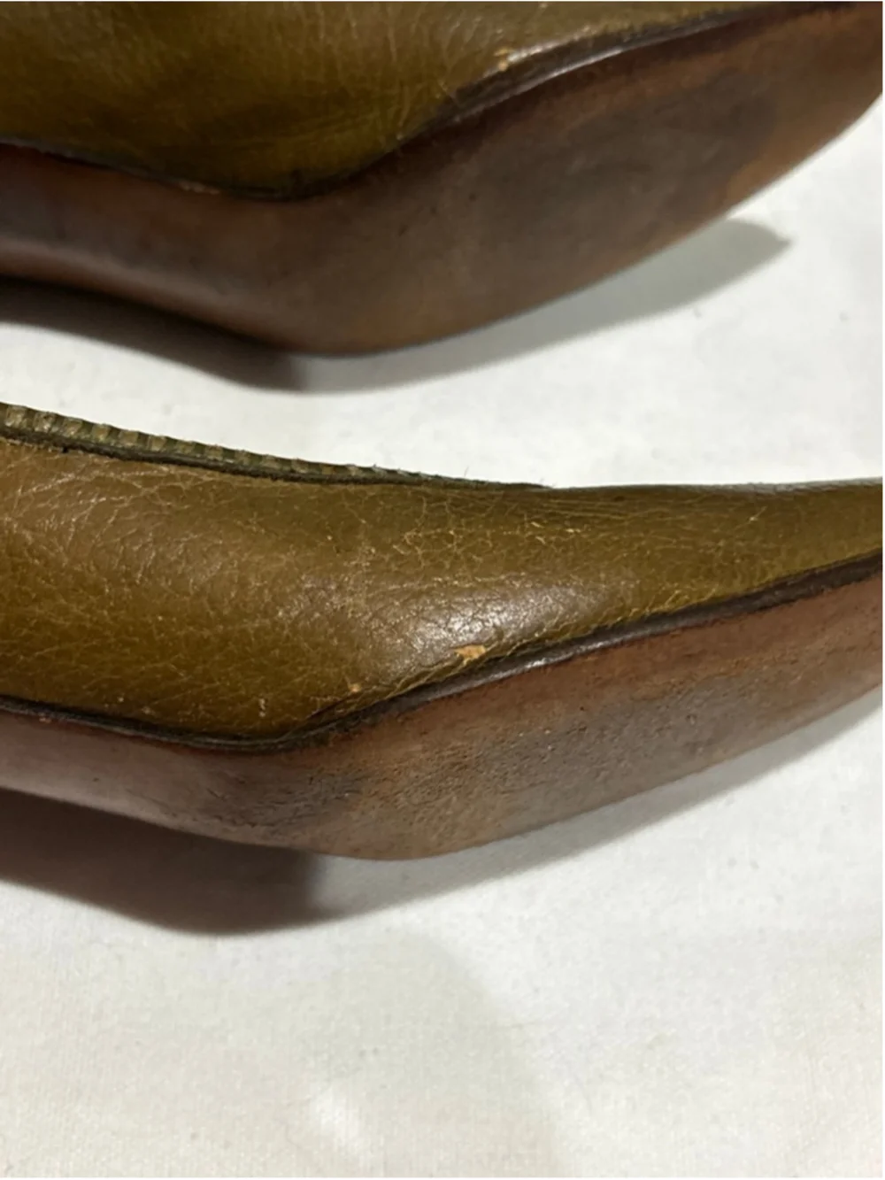 Women's Palter Olive Green Leather Heels